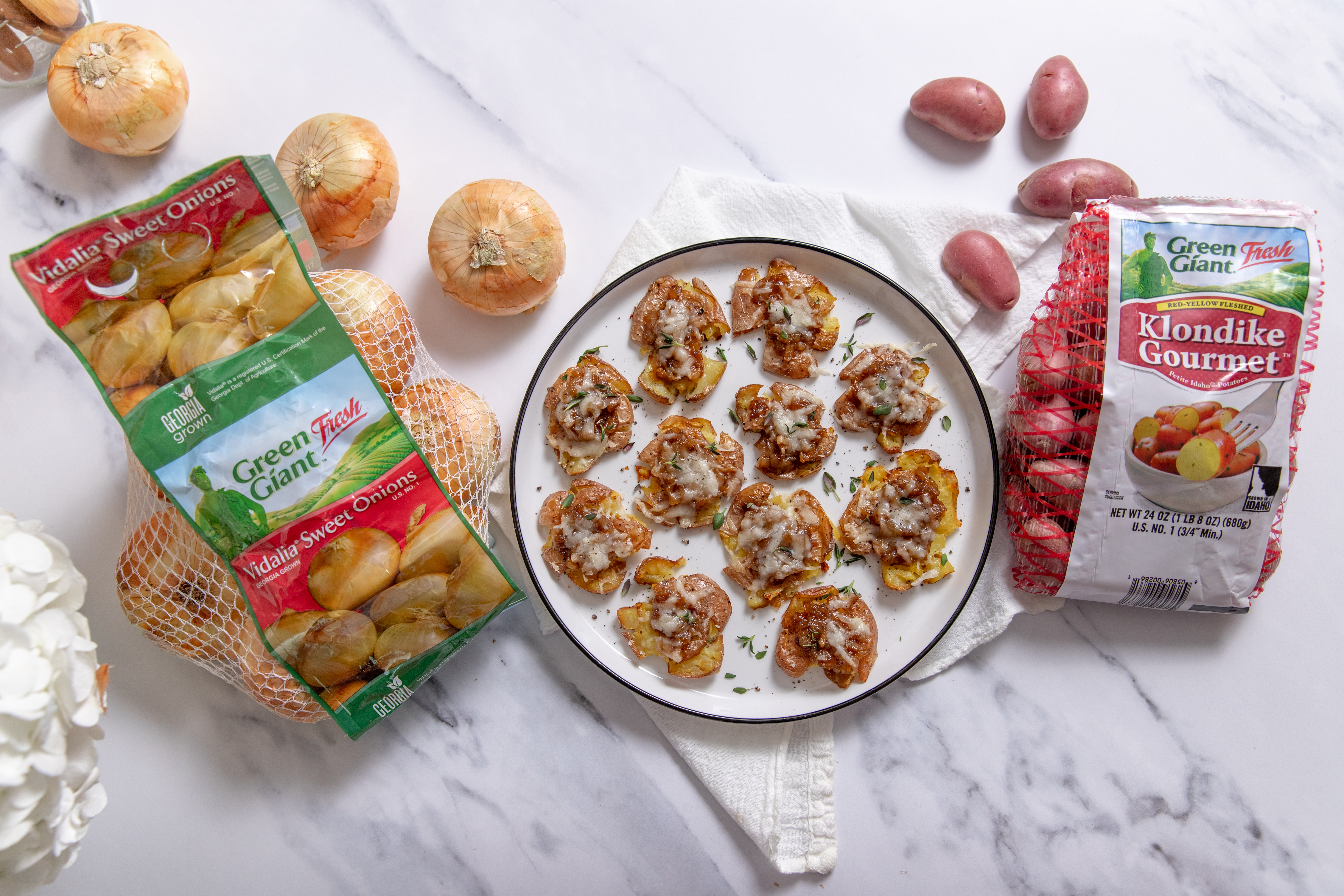 French Onion Smashed Potatoes
